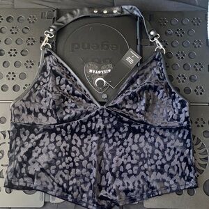 #KS112 - Killstar NWT Alley Cat Halter Top Black with Silver Hardware - 3xl